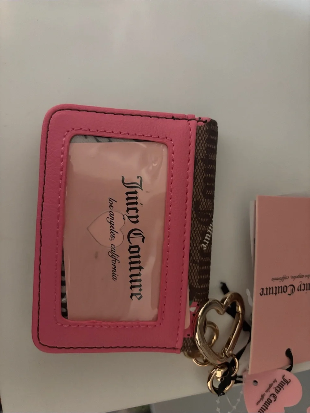 Juicy Couture Brown and Pink Strawberry Cardholder Keychain
